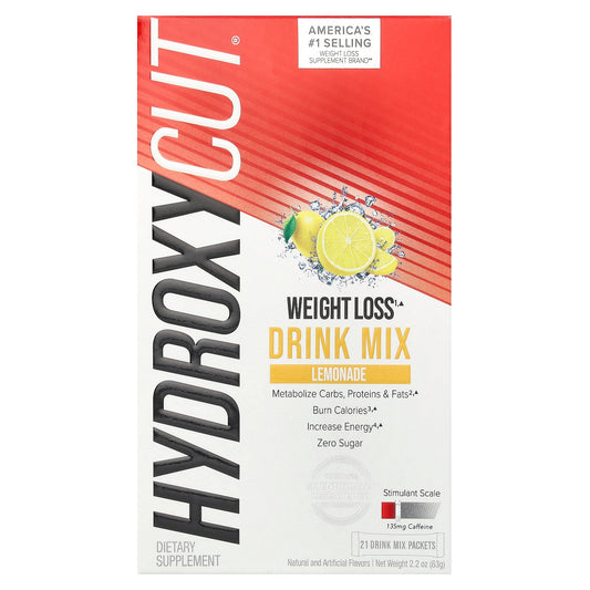 Hydroxycut, Weight Loss Drink Mix, Lemonade, 21 Packets, 2.2 oz (63 g)