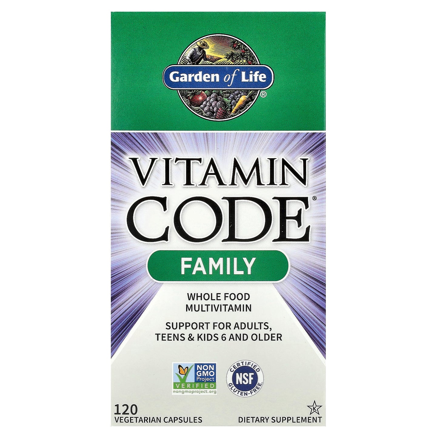 Garden of Life, Vitamin Code®, Family, Whole Food Multivitamin, 120 Vegetarian Capsules
