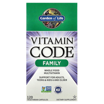 Garden of Life, Vitamin Code®, Family, Whole Food Multivitamin, 120 Vegetarian Capsules