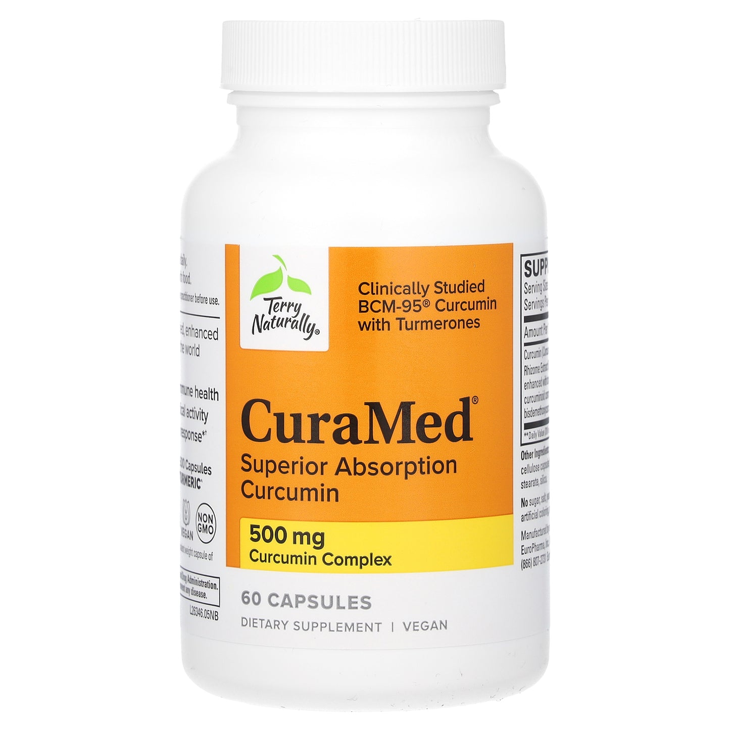 Terry Naturally, CuraMed, Superior Absorption Curcumin, 500 mg, 60 Capsules