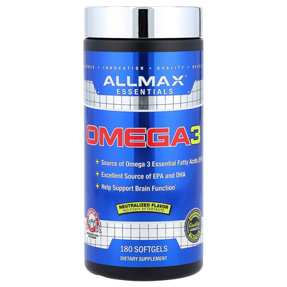ALLMAX, Essentials, Omega-3, 180 Softgels