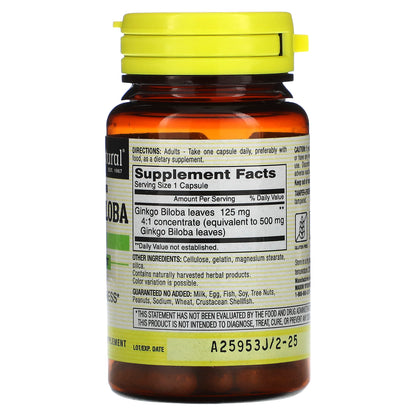 Mason Natural, Whole Herb Ginkgo Biloba, 60 Capsules (125 mg per Capsule)