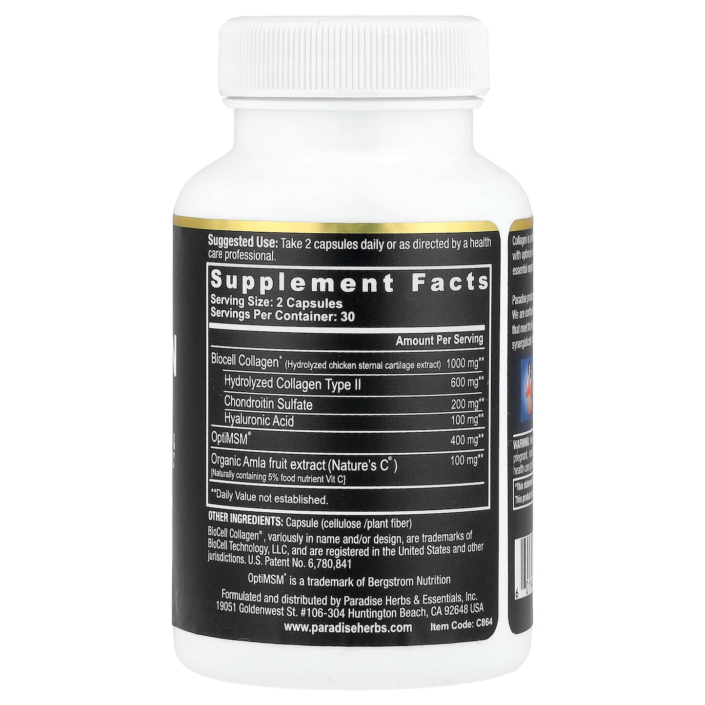 Paradise Herbs, Collagen Extreme® with BioCell Collagen®, OptiMSM® & Nature's C®, 60 Capsules