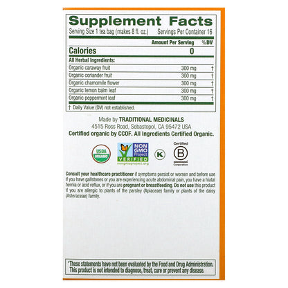 Traditional Medicinals, Organic Gas Relief™, Chamomile Mint, Caffeine Free, 16 Wrapped Tea Bags, 0.85 oz (24 g)