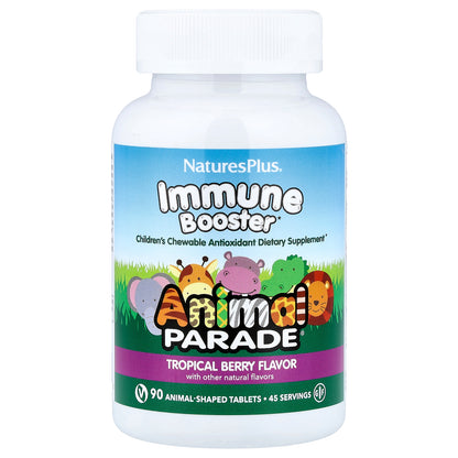 NaturesPlus, Animal Parade®, Immune Booster, Tropical Berry, 90 Animal-Shaped Tablets
