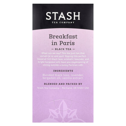 Stash Tea, Black Tea, Breakfast in Paris, 18 Tea Bags, 1.2 oz (36 g)