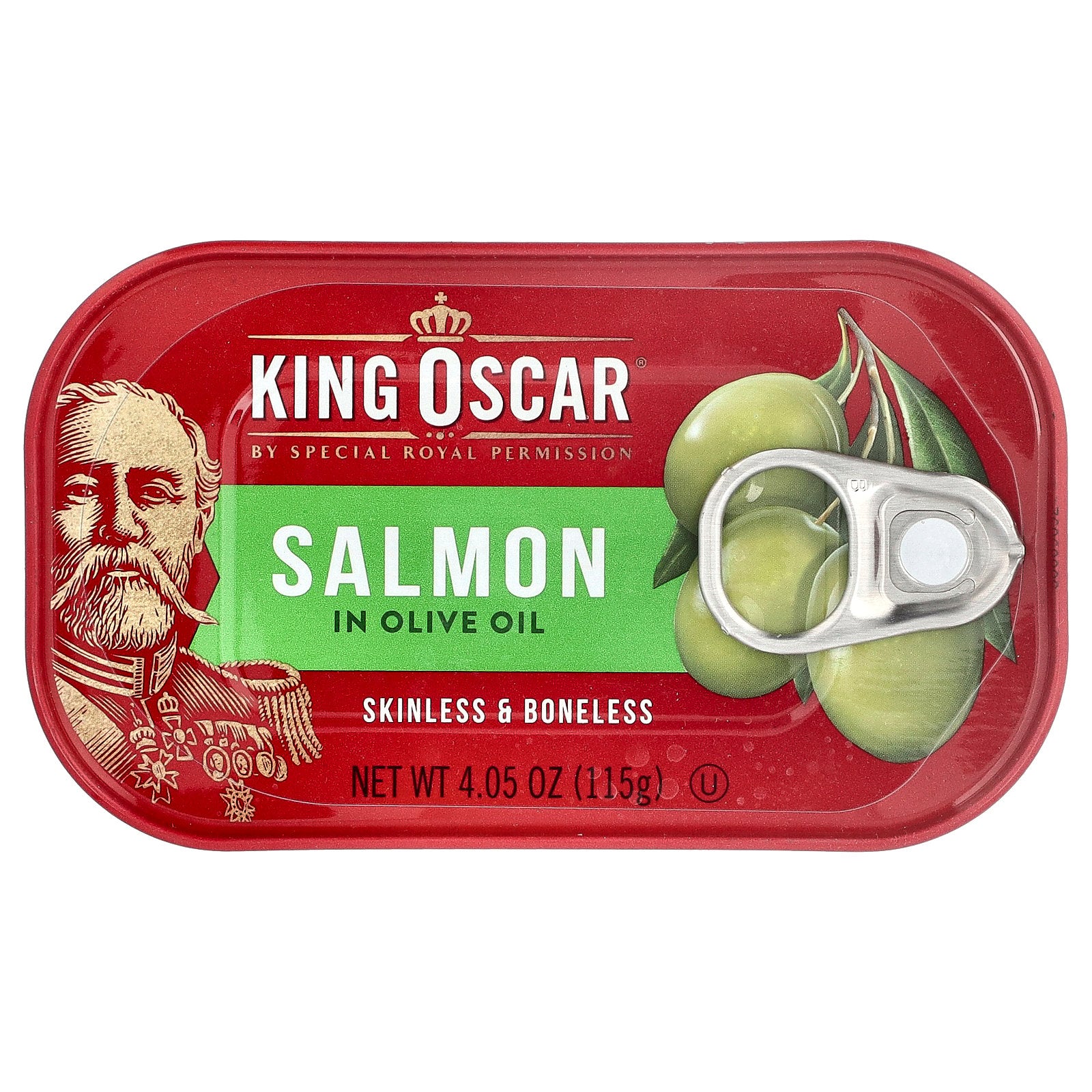 King Oscar, Skinless & Boneless Salmon in Olive Oil, 4.05 oz (115 g)