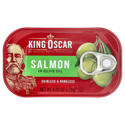 King Oscar, Skinless & Boneless Salmon in Olive Oil, 4.05 oz (115 g)