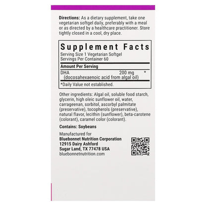 Bluebonnet Nutrition, Ladies' One® Prenatal DHA, 60 Vegetarian Softgels (200 mg per Softgel)