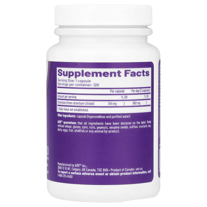 Advanced Orthomolecular Research AOR, Strontium Support II, 341 mg, 120 Capsules