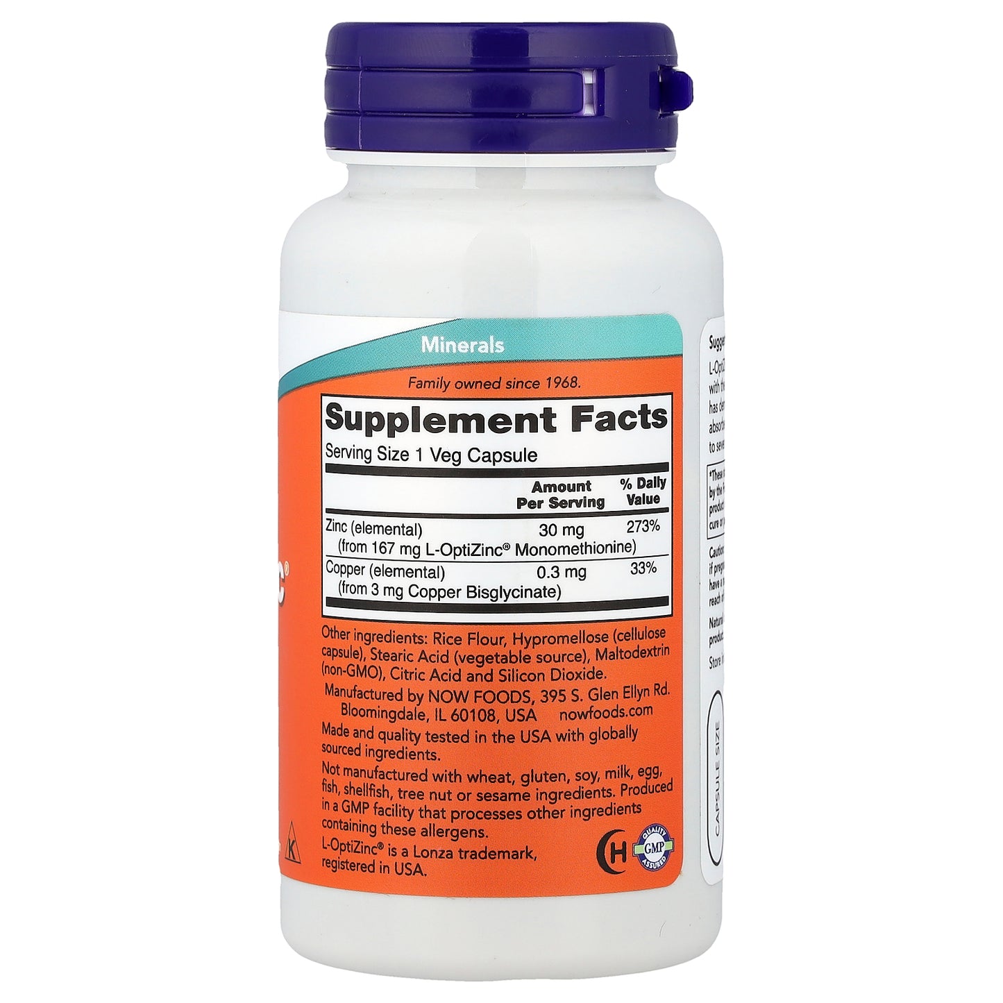 NOW Foods, L-OptiZinc®, 100 Veg Capsules