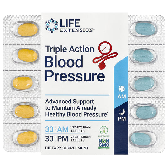 Life Extension, Triple Action Blood Pressure, AM/PM, 60 Vegetarian Tablets