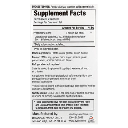 Kyolic, Kyo-Dophilus®, Daily Probiotic, 180 Capsules
