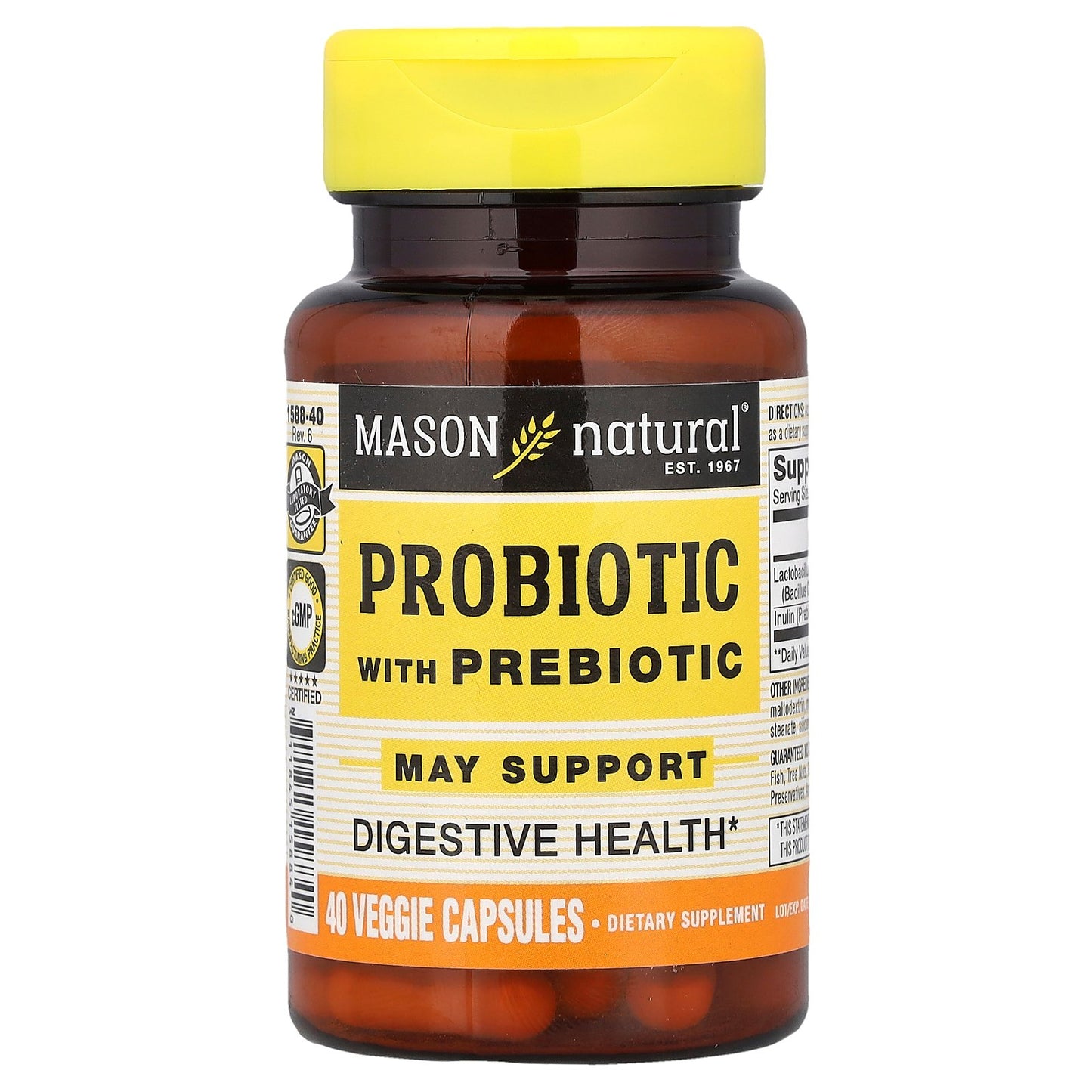 Mason Natural, Probiotic with Prebiotic, 40 Veggie Capsules