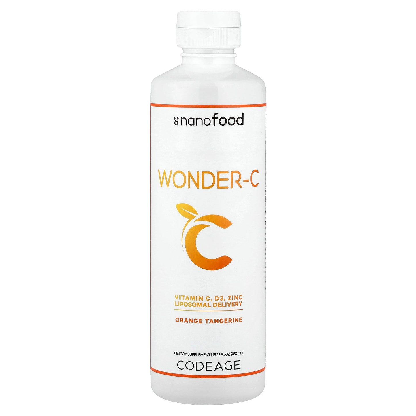 Codeage, Nanofood, Wonder-C, Orange Tangerine, 15.22 fl oz (450 ml)
