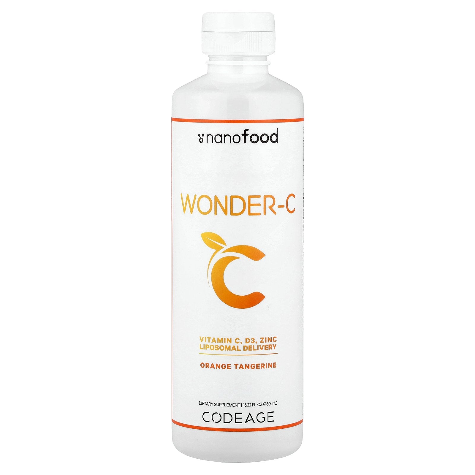 Codeage, Nanofood, Wonder-C, Orange Tangerine, 15.22 fl oz (450 ml)