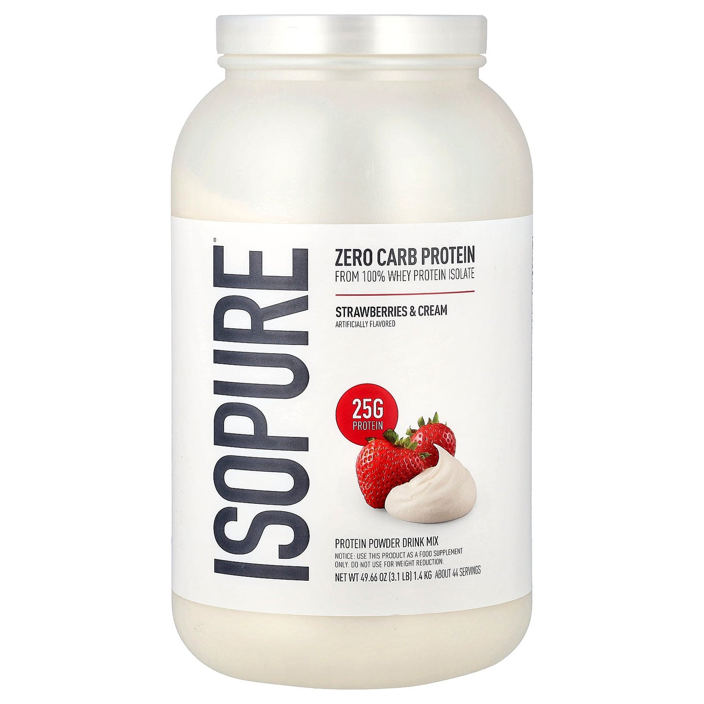 Isopure, Zero Carb Protein Powder, Strawberries & Cream, 3.1 lb (1.4 kg)
