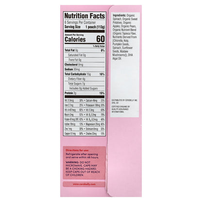 Cerebelly, Organic Puree, 6+ Months, Spinach, Apple, Sweet Potato, 6 Pouches, 4 oz (113 g) Each