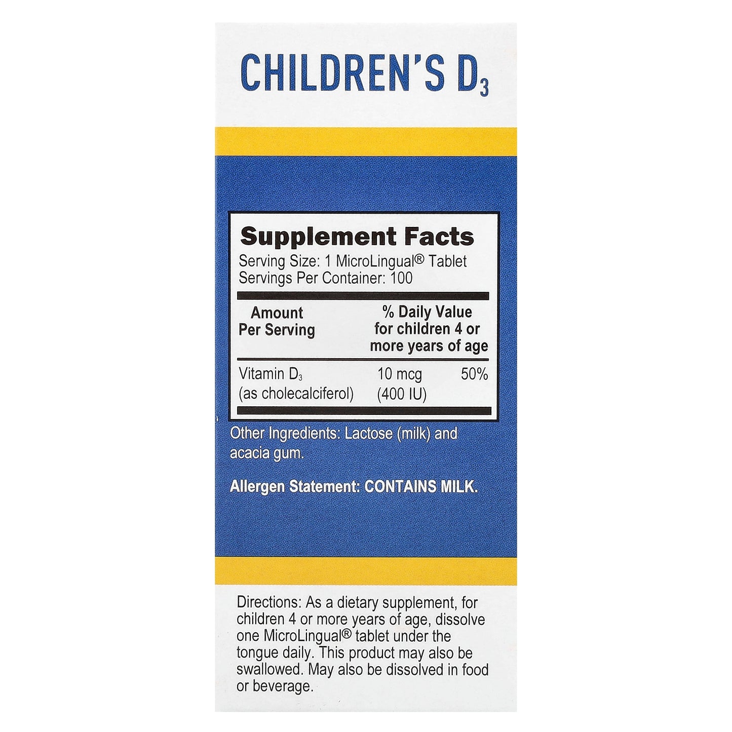 Superior Source, Children's D3, 10 mcg (400 IU), 100 MicroLingual® Instant Dissolve Tablets