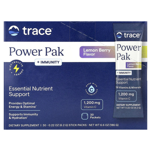 Trace, PowerPak + Immunity, Lemon Berry, 30 Packets, 0.19 oz (5.3 g) Each