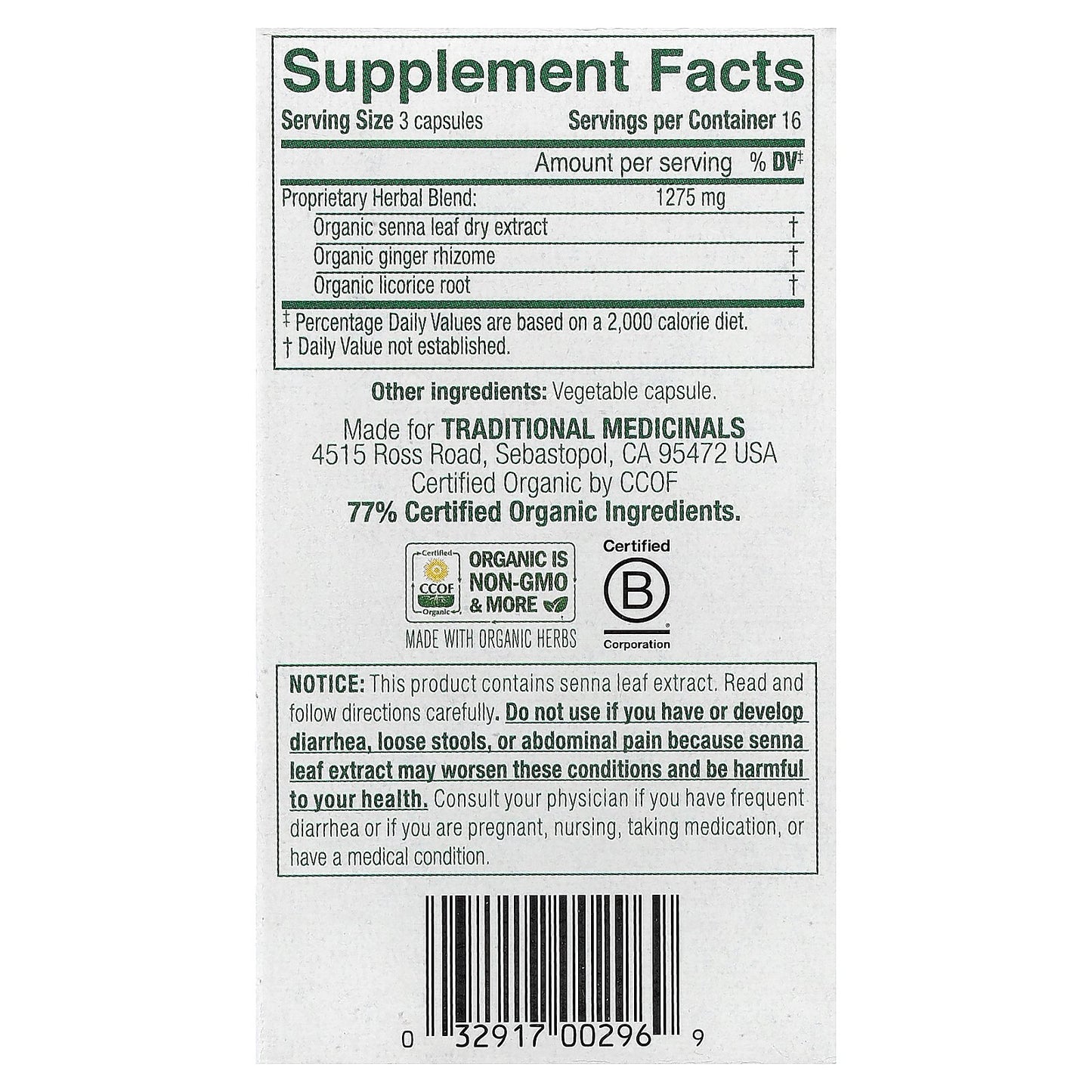 Traditional Medicinals, Smooth Move® Capsules, Senna, 50 Capsules