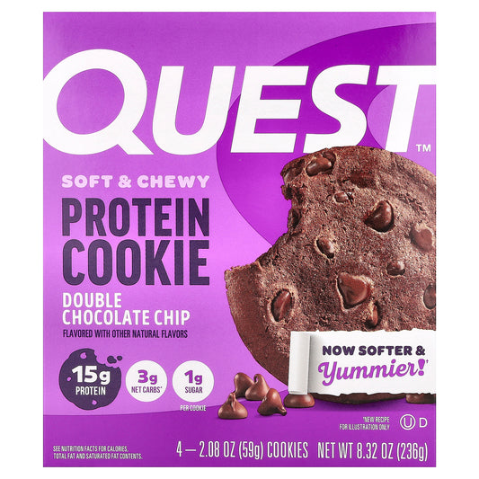 Quest Nutrition, Protein Cookie, Double Chocolate Chip, 4 Cookies, 2.08 oz (59 g) Each