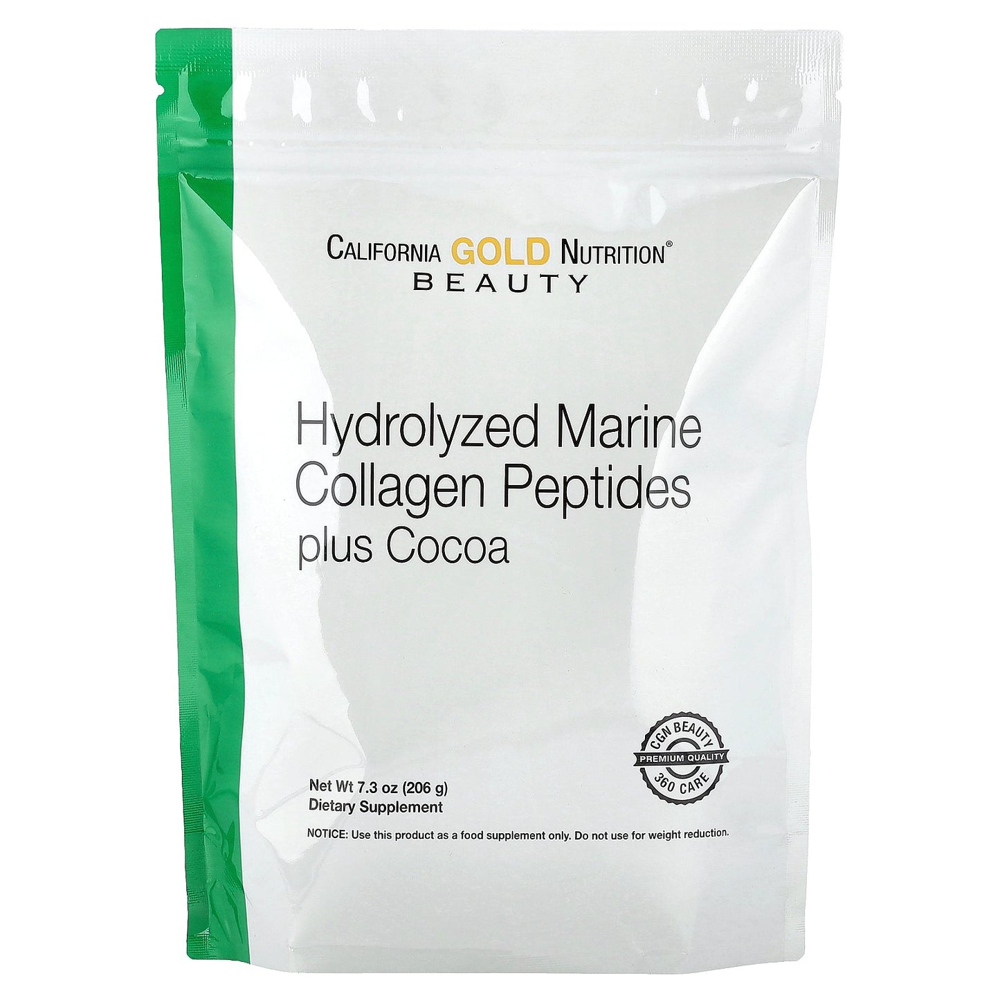 California Gold Nutrition, Hydrolyzed Marine Collagen Peptides with Cocoa, 7.3 oz (206 g)
