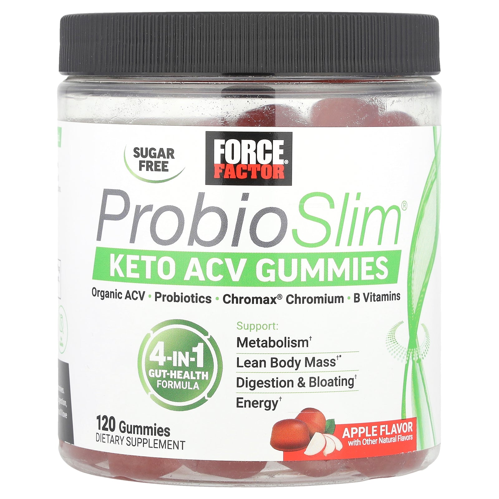 Force Factor, ProbioSlim®, Keto ACV Gummies, Apple, 120 Gummies