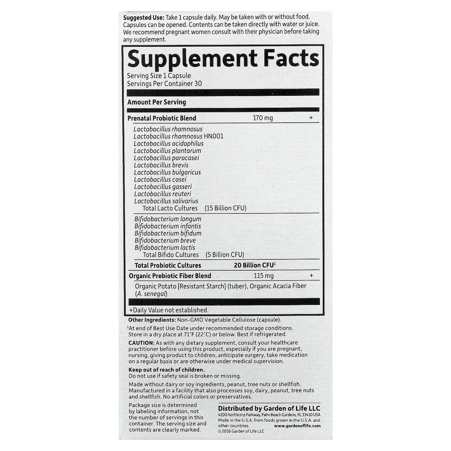 Garden of Life, Dr. Formulated Probiotics, Once Daily Prenatal, 30 Vegetarian Capsules