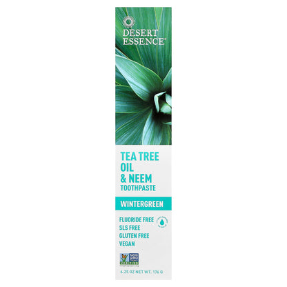 Desert Essence, Tea Tree Oil & Neem Toothpaste, Wintergreen, 6.25 oz (176 g)