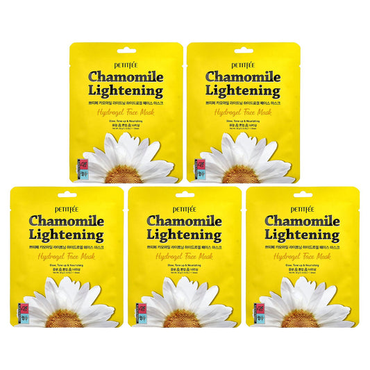 Petitfee, Chamomile Lightening Hydrogel Beauty Face Mask, 5 Sheets, 1.12 oz (32 g) Each