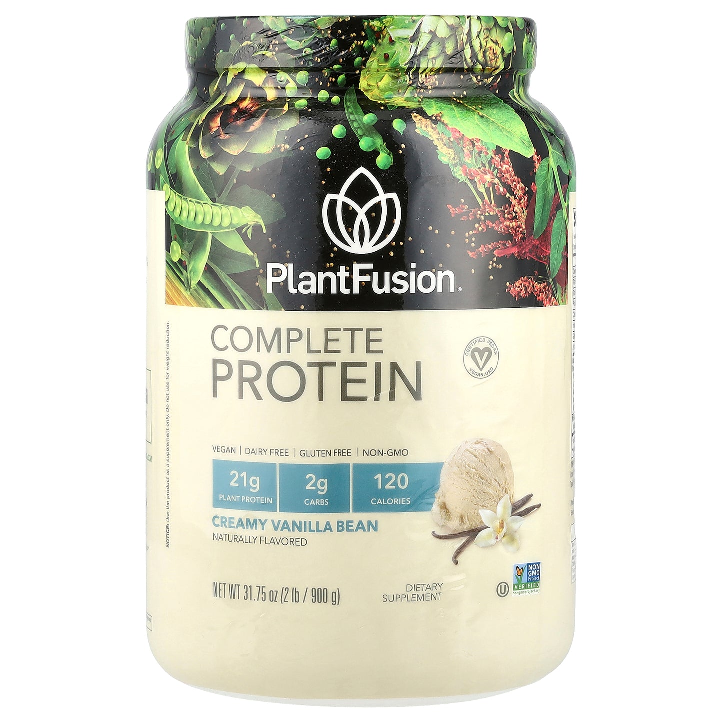 PlantFusion, Complete Protein, Creamy Vanilla Bean, 2 lb (900 g)