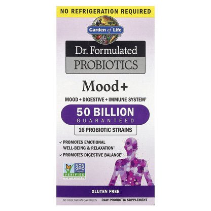 Garden of Life, Dr. Formulated Probiotics, Mood+, 60 Vegetarian Capsules