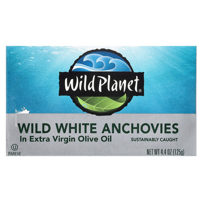 Wild Planet, Wild White Anchovies In Extra Virgin Olive Oil, 4.4 oz (125 g)