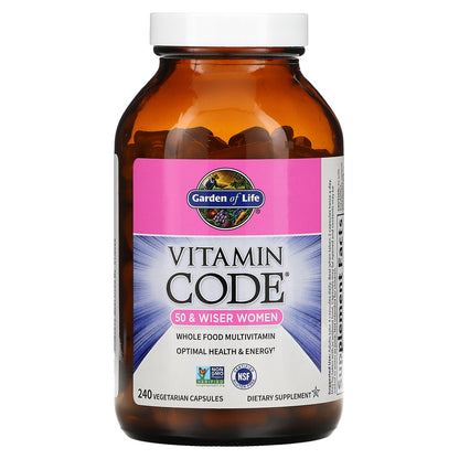 Garden of Life, Vitamin Code, Whole Food Multivitamin for Women, 50 & Wiser, 240 Vegetarian Capsules