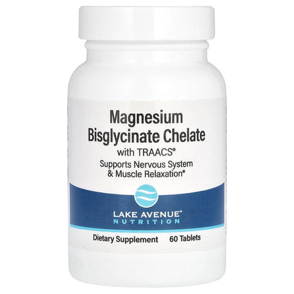 Lake Avenue Nutrition, Magnesium Bisglycinate Chelate with TRAACS®, 200 mg, 60 Tablets (100 mg per Tablet)