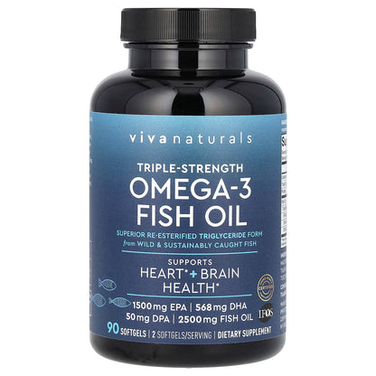 Viva Naturals, Omega-3 Fish Oil, Triple Strength, 90 Softgels