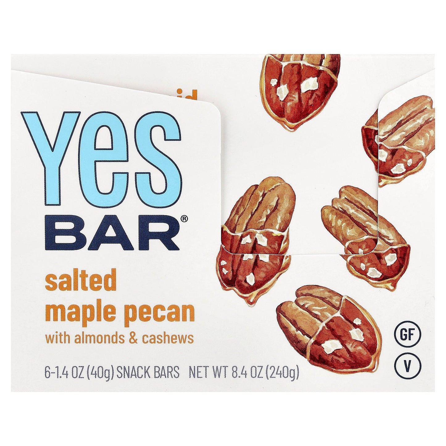 Yes Bar, Snack Bars, Salted Maple Pecan, 6 Bars, 1.4 oz (40 g) Each