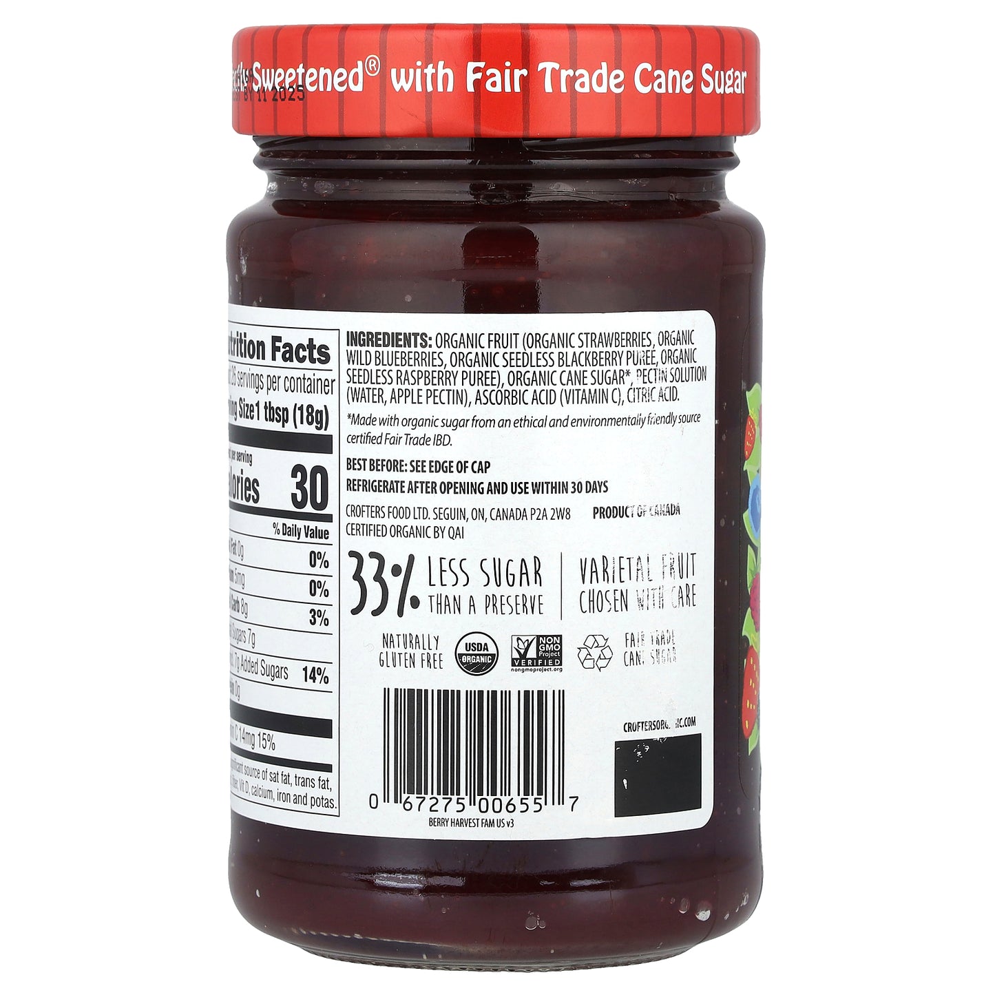 Crofter's Organic, Organic Premium Spread, Berry Harvest , 16.5 oz (468 g)