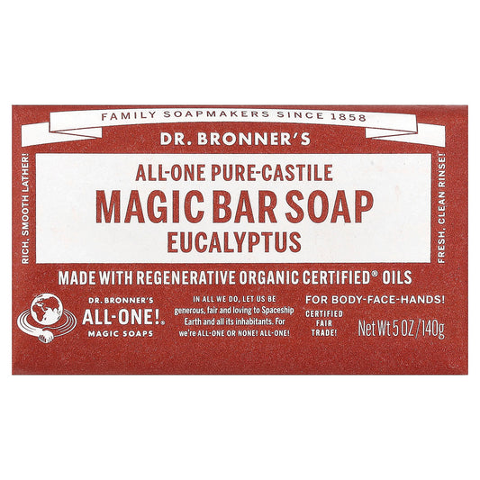 Dr. Bronner's, All-One Pure-Castile Magic Bar Soap, Eucalyptus, 5 oz (140 g)