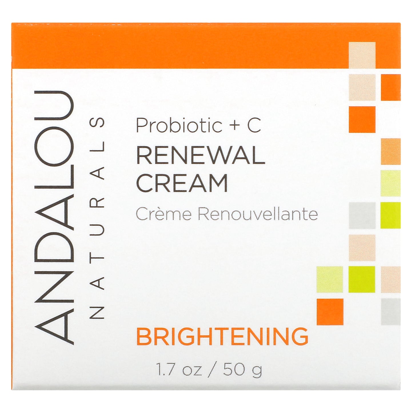 Andalou Naturals, Renewal Cream, Probiotic + C, Brightening, 1.7 fl oz (50 ml)