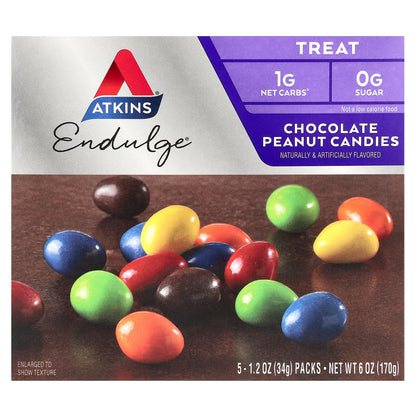 Atkins, Endulge®, Chocolate Peanut Candies, 5 Packs, 1.2 oz (34 g) Each