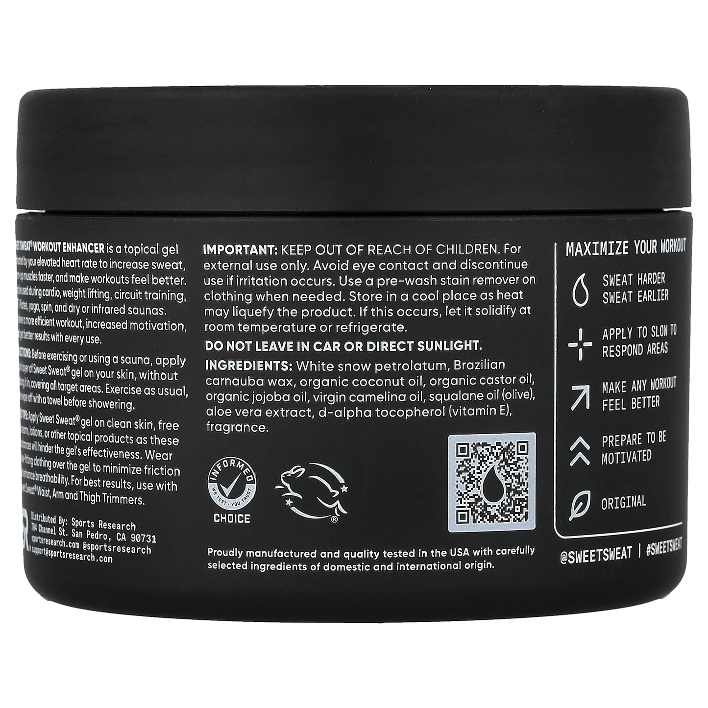 Sports Research, Sweet Sweat®, Workout Enhancer, Original, 6.5 oz (184 g)