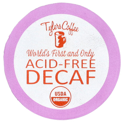 Tylers Coffees, Acid-Free Organic Decaf, 16 Single Serve Coffee Pods, 8 g Each