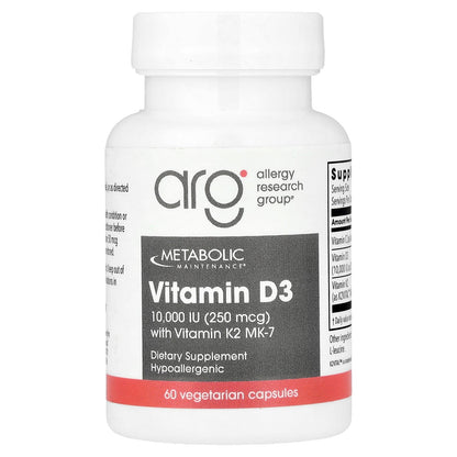 Metabolic Maintenance, Vitamin D3 with Vitamin K2 MK-7, 60 Vegetarian Capsules
