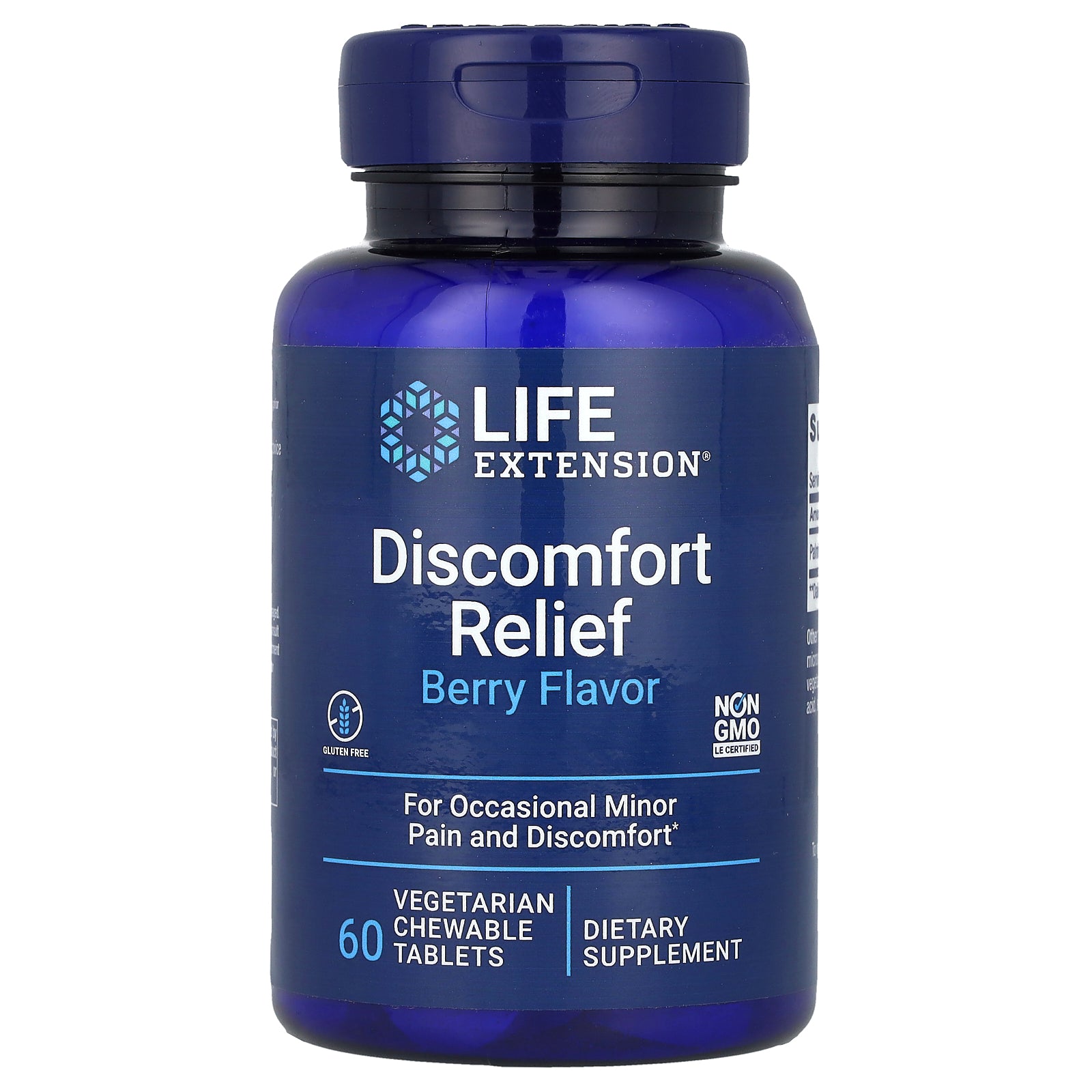 Life Extension, Discomfort Relief, Berry, 600 mg, 60 Vegetarian Chewable Tablets