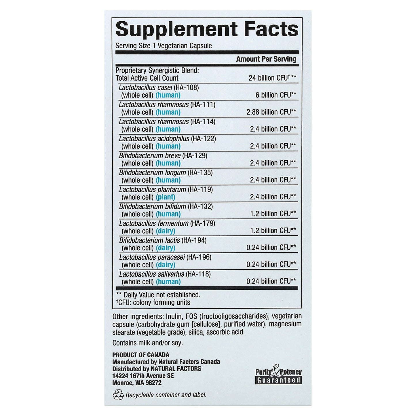 Natural Factors, Ultimate Probiotic, 24/12 Formula, 60 Vegetarian Capsules