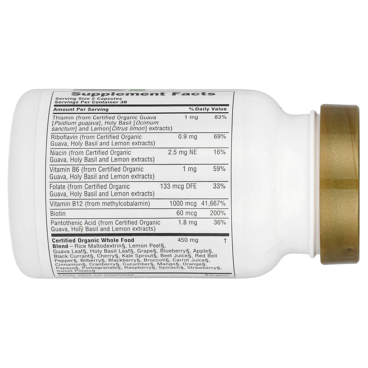 NaturesPlus, Source of Life® Garden, Certified Organic Vitamin B12, 60 Vegan Capsules