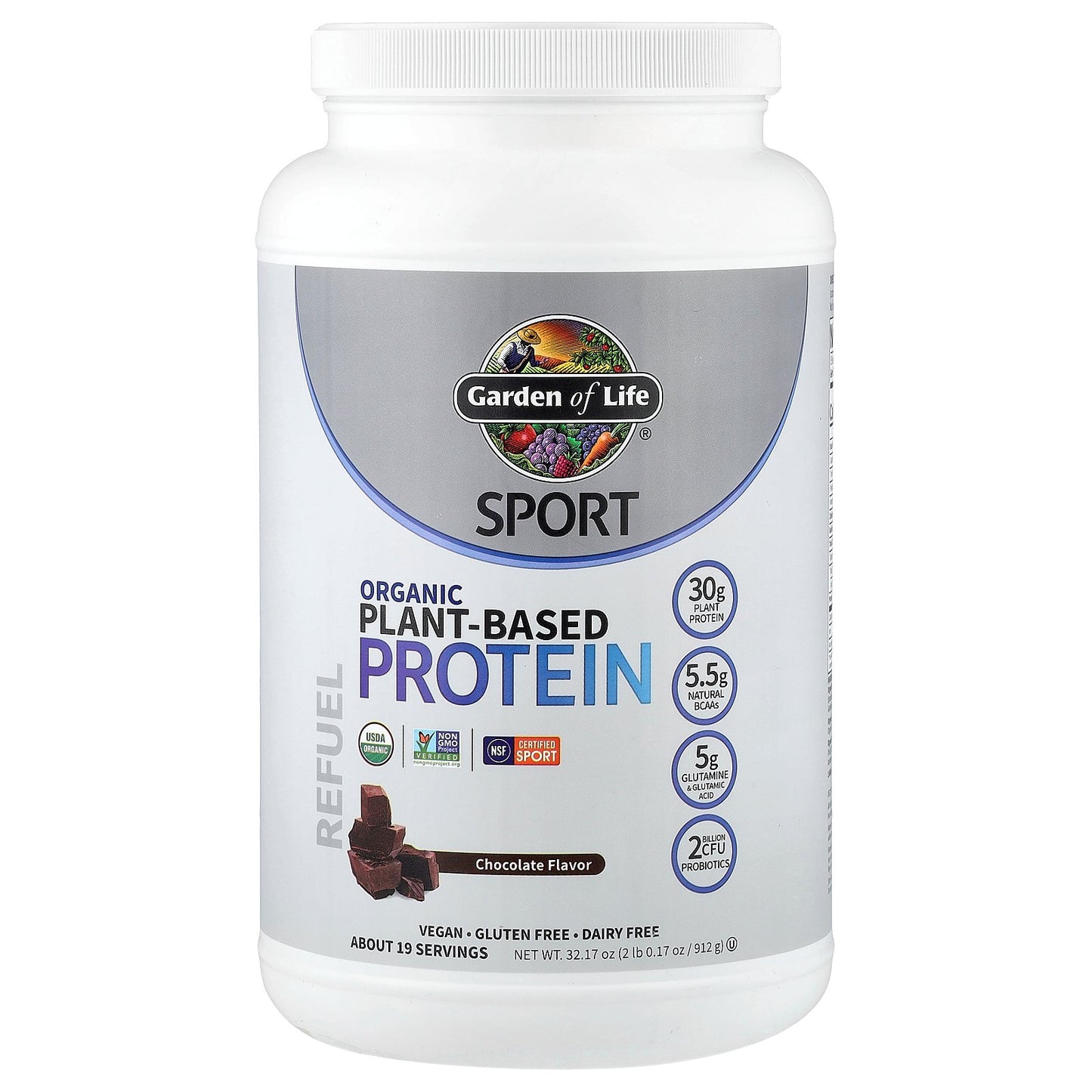 Garden of Life, Sport, Organic Plant-Based Protein, Chocolate, 2 lb 0.17 oz (912 g)