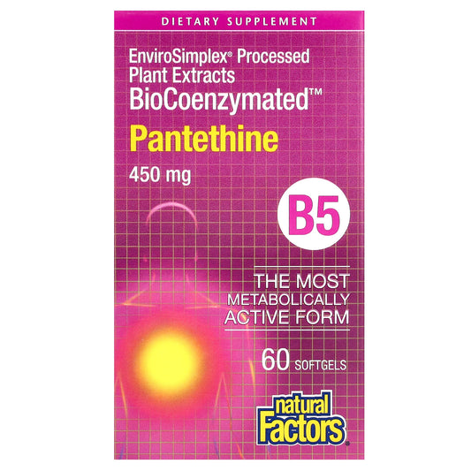 Natural Factors, BioCoenzymated, B5, Pantethine, 450 mg, 60 Softgels